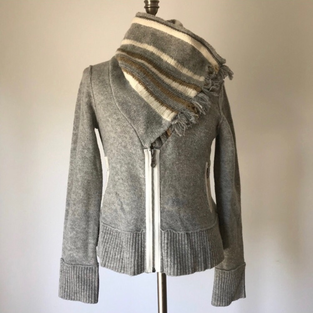 Free People Cowl Zip Wool Sweater